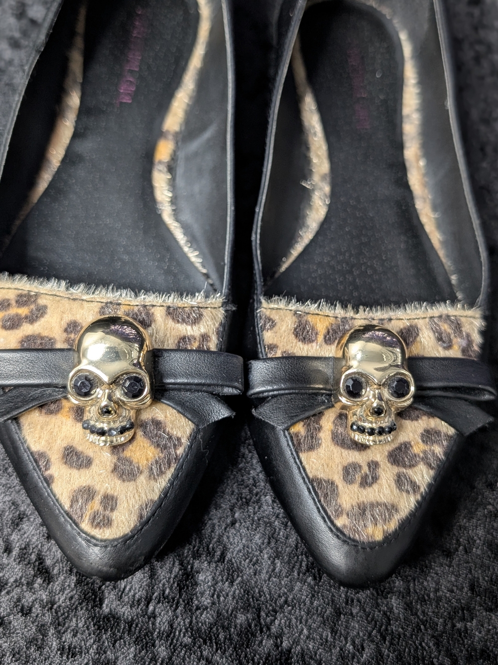 Material Girl Leopard Skull Pony Hair Ballet Flats